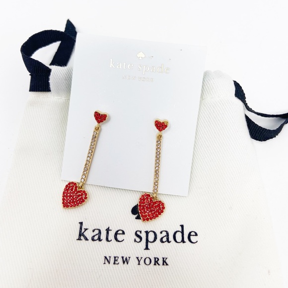 kate spade Jewelry - Kate Spade Red Heart Dangle Earrings
